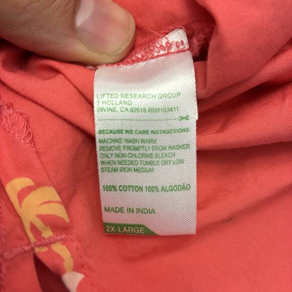 Vtg LRG Shirt Lifted Research Group Mens XXL Pink Tropical Vacation Button Down - Picture 4 of 9